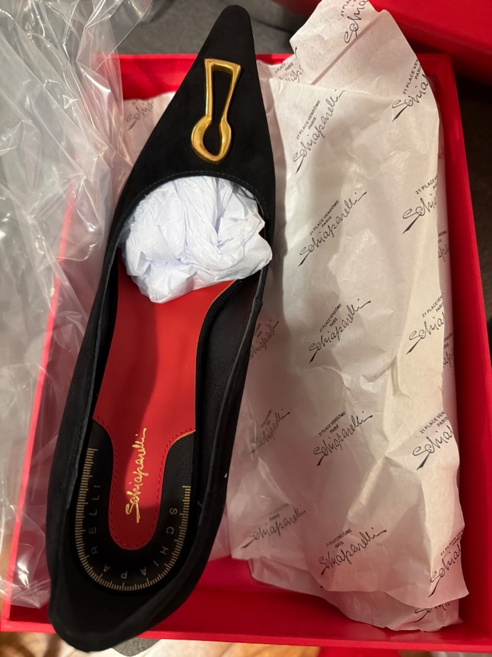Schiaparelli Black Suede Keyhole Pumps - Picture 10 of 13
